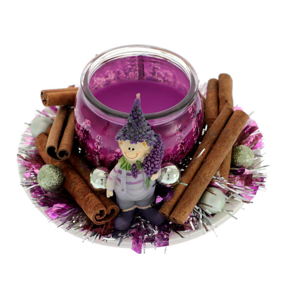 Lumanare Craciun cu Figurina Mov 10x15 cm