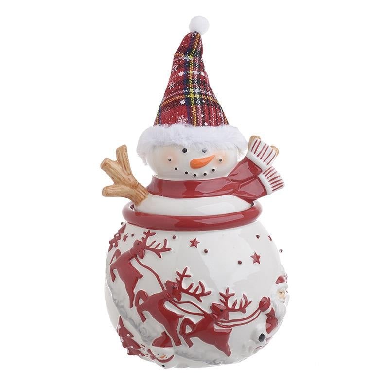 Recipient din ceramica Snowman multicolor 18 cm x 32 cm