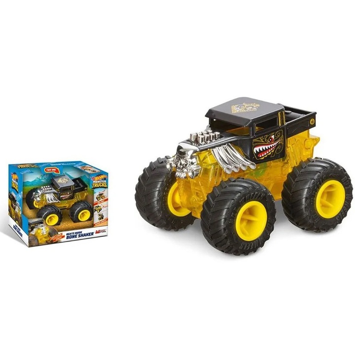 Masinuta Hot Wheels Monster Trucks - Bone Shaker, galben