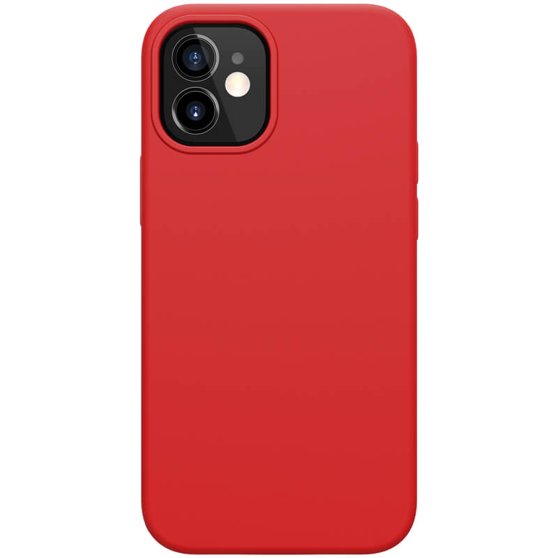 Husa silicon mat rosu, si interior de microfibra pentru Apple iPhone 12 Mini (5.4) – Nillkin Flex Case Pro