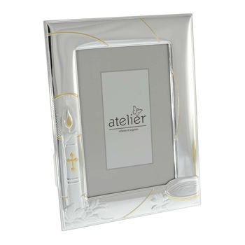 Rama Foto Argintata cu Cristelnita 16 x 21 cm Rama Foto Argintata cu Cristelnita 16 x 21 cm