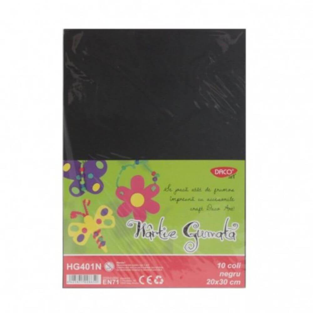 Hartie Gumata DACO, 20x30 cm, 10 Coli/Top, Neagra