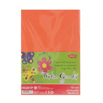 Hartie gumata EVA 20x30 cm 10 coli portocaliu DACO Hartie gumata EVA 20x30 cm 10 coli portocaliu DACO