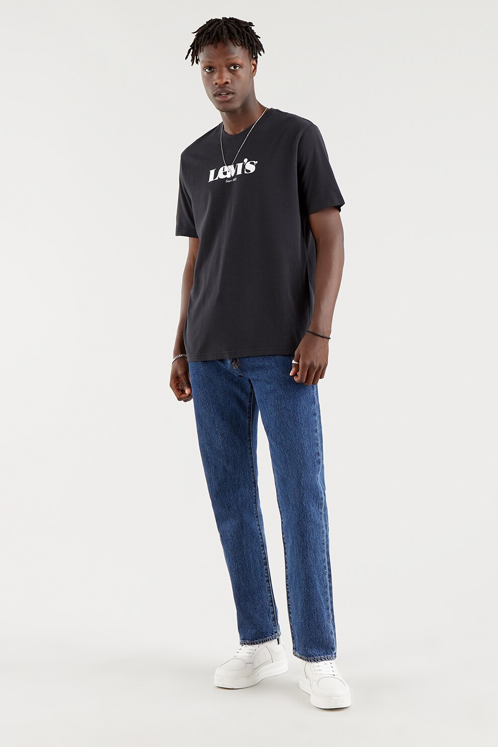 Levi's, Tricou relaxed fit de bumbac cu imprimeu logo, Negru/Alb