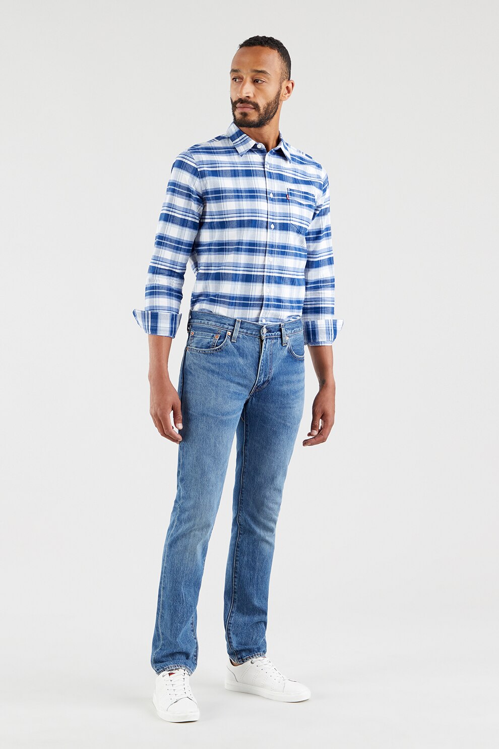 Levi's, Blugi slim fit cu aspect decolorat 511®, Albastru, W38-L32