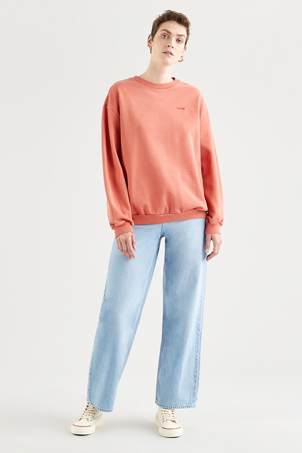 Levi's, Bluza sport supradimensionata cu maneci cazute, Oranj