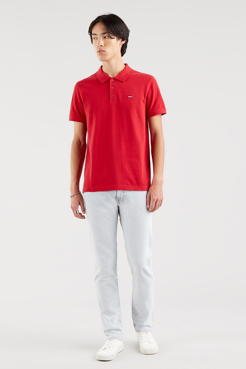 Levi's, Tricou polo cu logo, din pique, Rosu