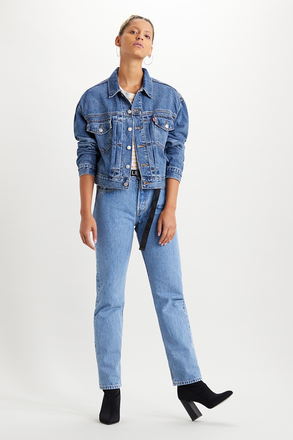 Levi's, Jacheta din denim cu buzunare pe piept, Albastru