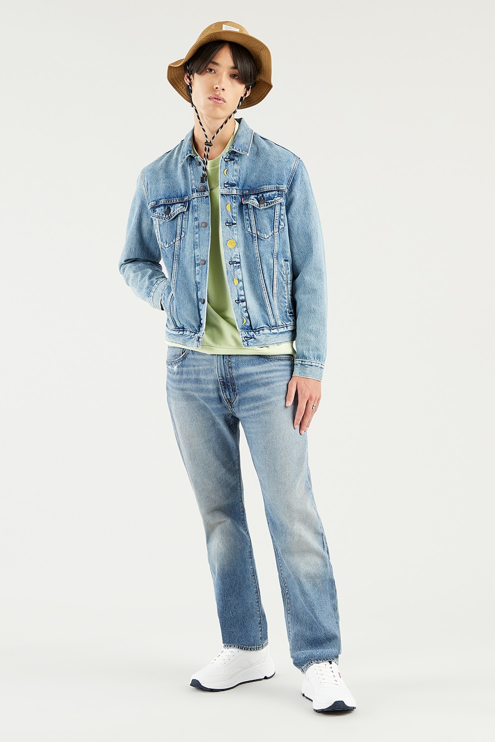 Levi's, Jacheta din denim cu buzunare pe piept, Albastru/Galben