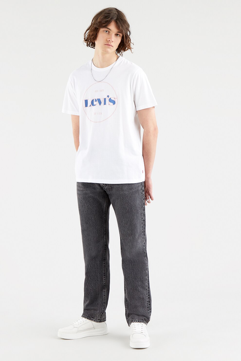 Levi's, Tricou relaxed fit de bumbac, Alb/Albastru lavanda