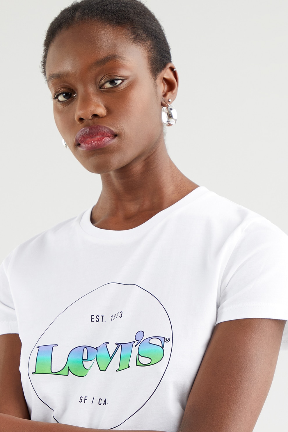 Levis Памучна тениска с лого Бял яркозелен лилав M Emagbg 