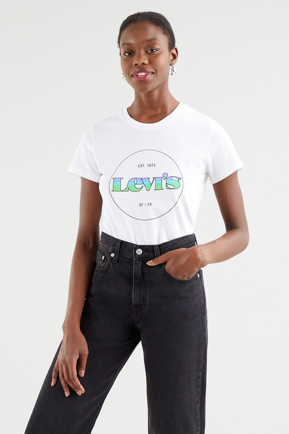 Levis Памучна тениска с лого Бял яркозелен лилав M Emagbg 