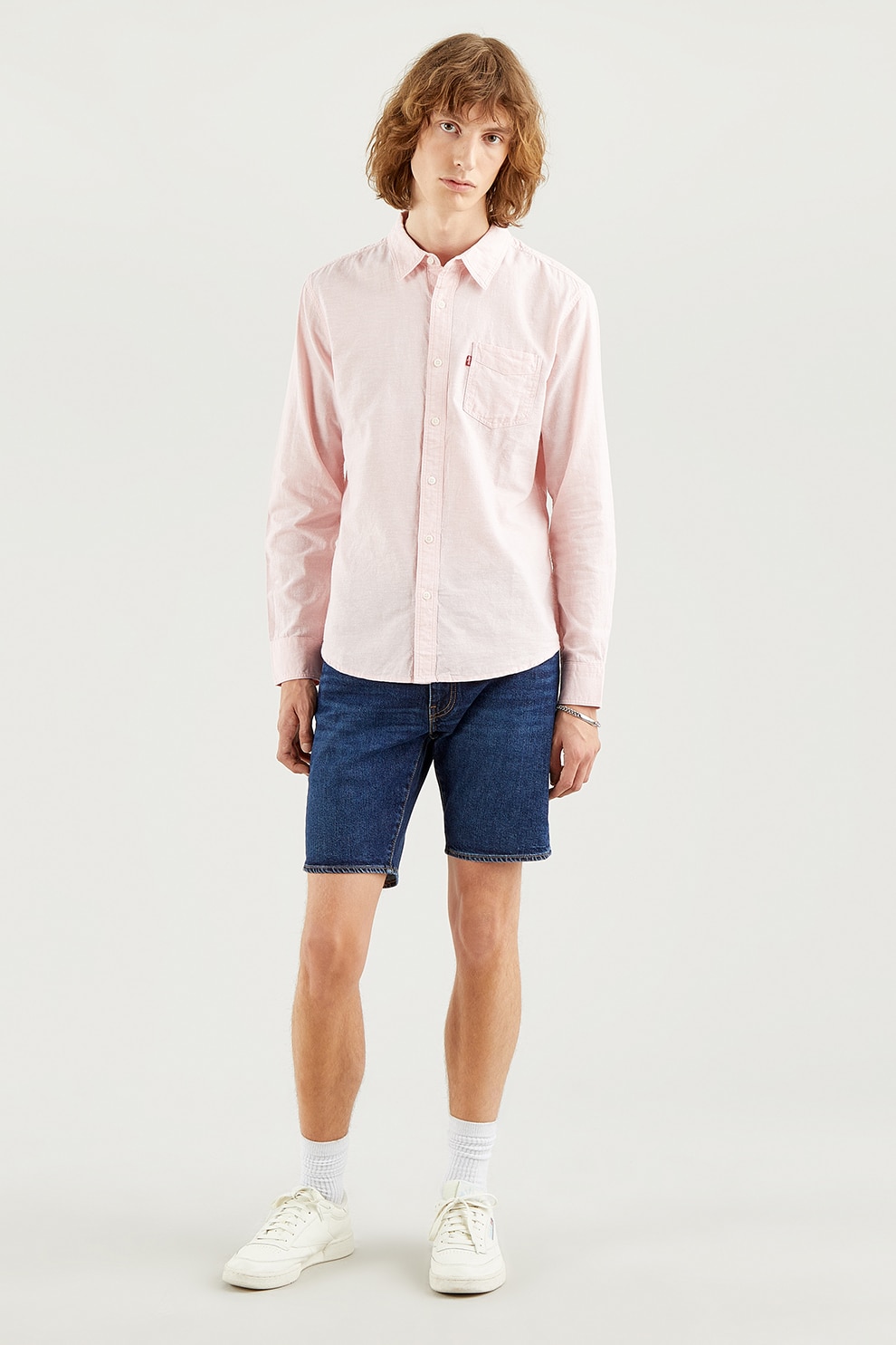 Levi's, Camasa slim fit cu buzunar pe piept, Roz pal