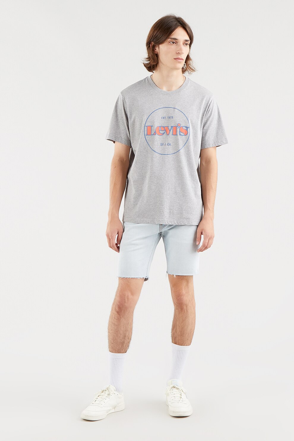 Levi's, Tricou relaxed fit de bumbac, Gri/roz corai/albastru