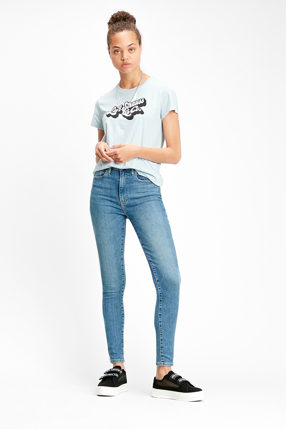 Levi's, Blugi super skinny cu talie inalta Mile, Albastru deschis