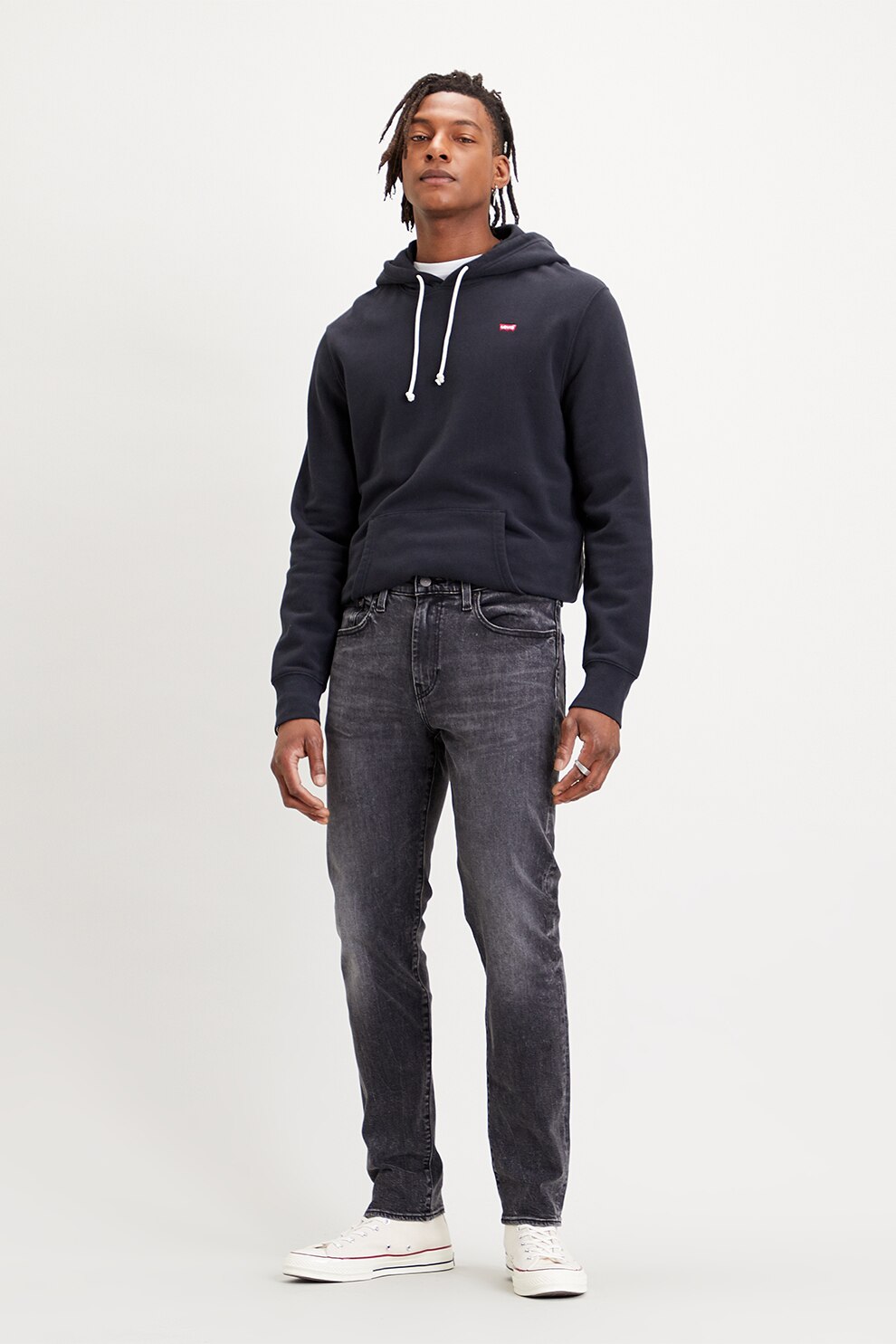 Levi's, Blugi conici din amestec de lyocell 502™, Negru stins, W30-L32