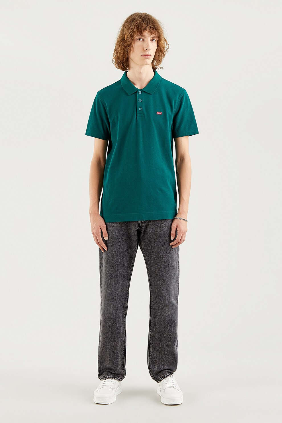 Levi's, Tricou polo din material pique cu logo discret Housemark, Verde englez