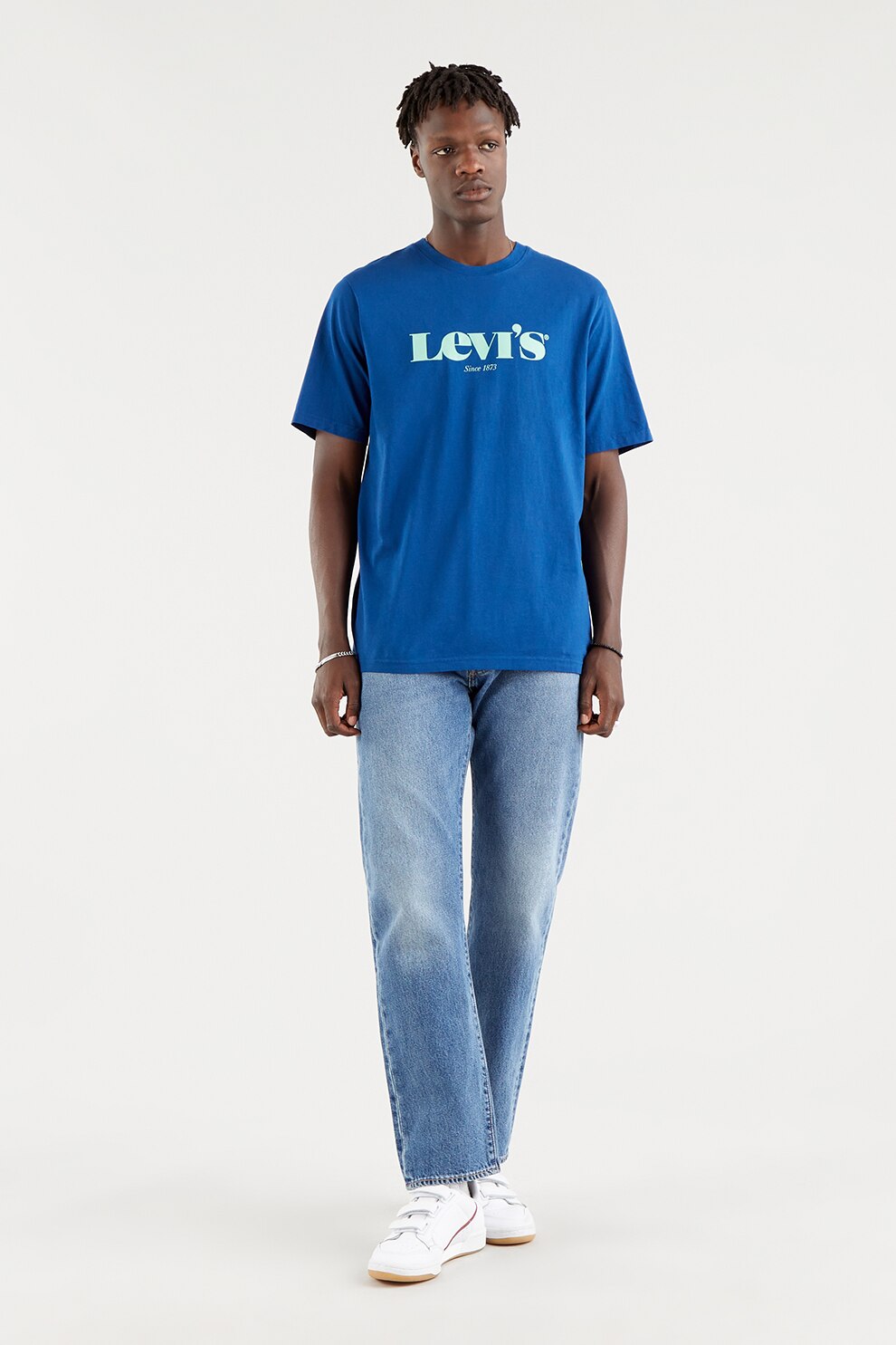 Levi's, Tricou relaxed fit de bumbac, Albastru/Alb