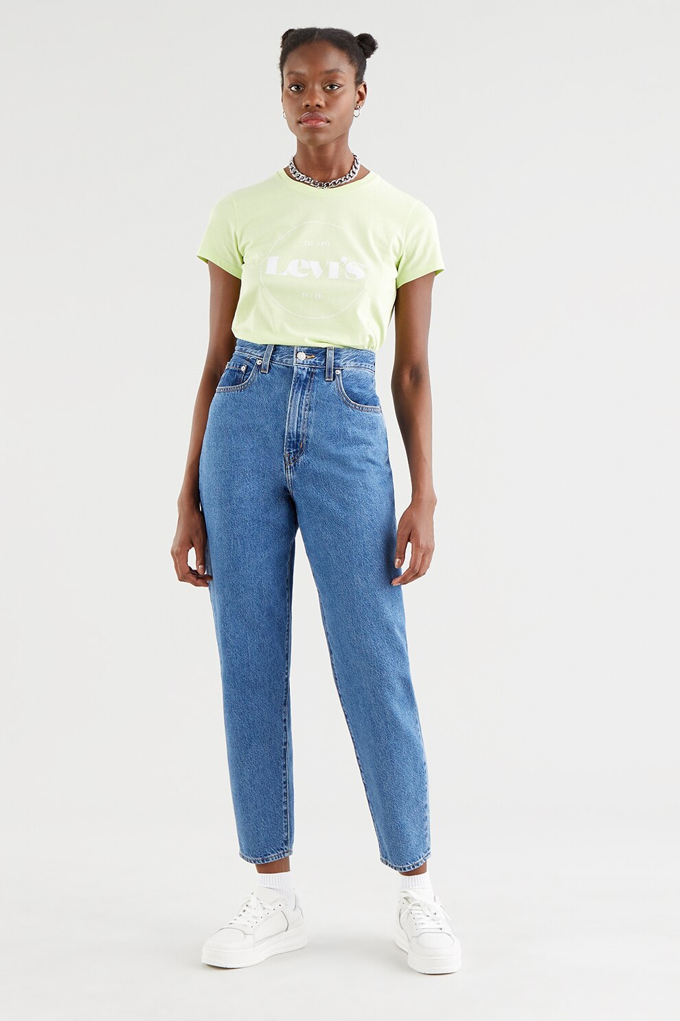 Levi's, Tricou regular fit din bumbac, Verde pal/Alb prafuit