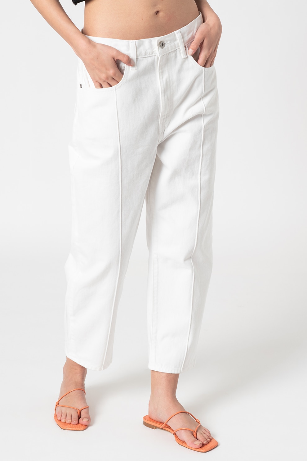 Levi's, Blugi relaxed fit cu aspect decolorat 501™, Alb prafuit