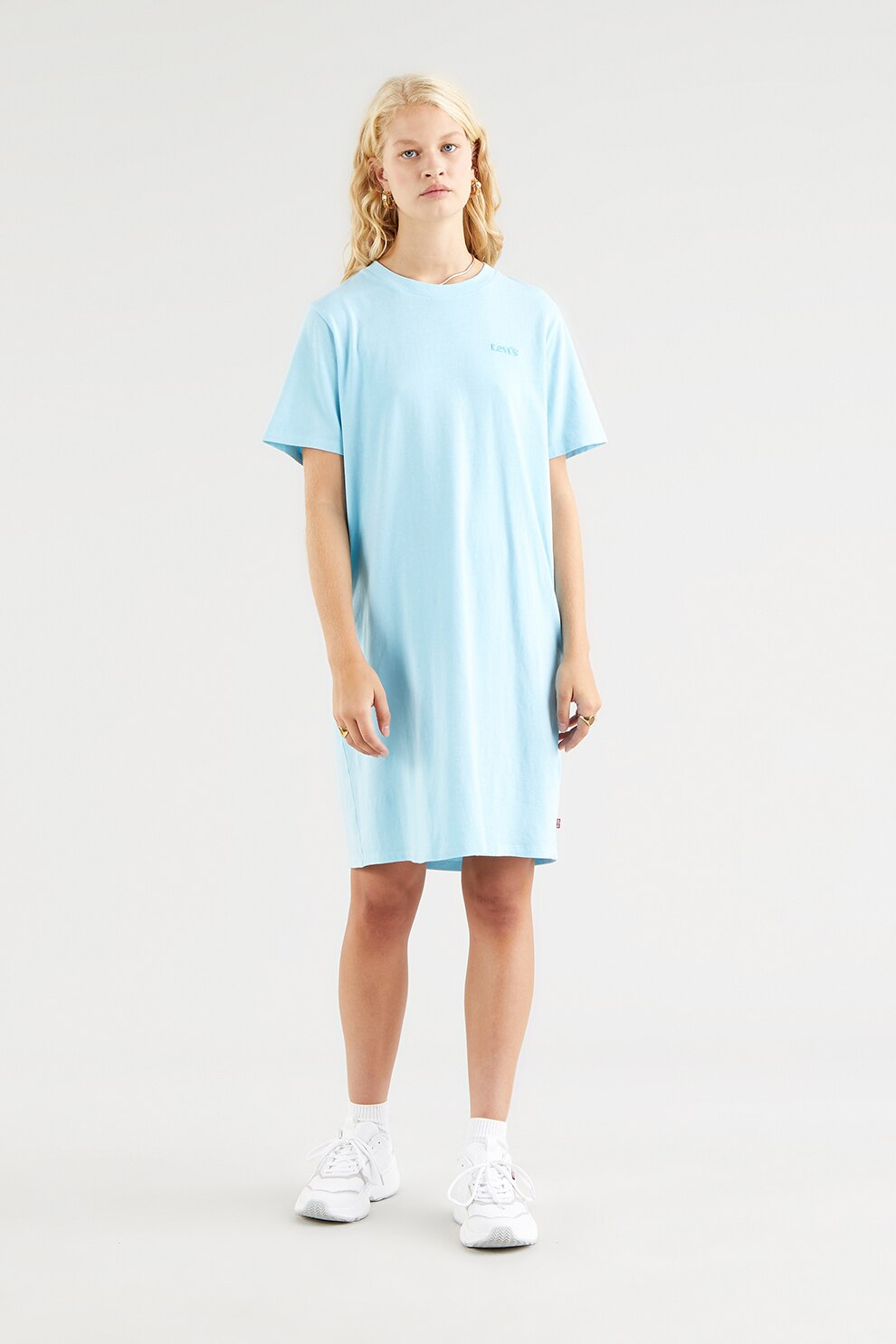 Levi's, Rochie tip tricou cu decolteu la baza gatului, Albastru aqua