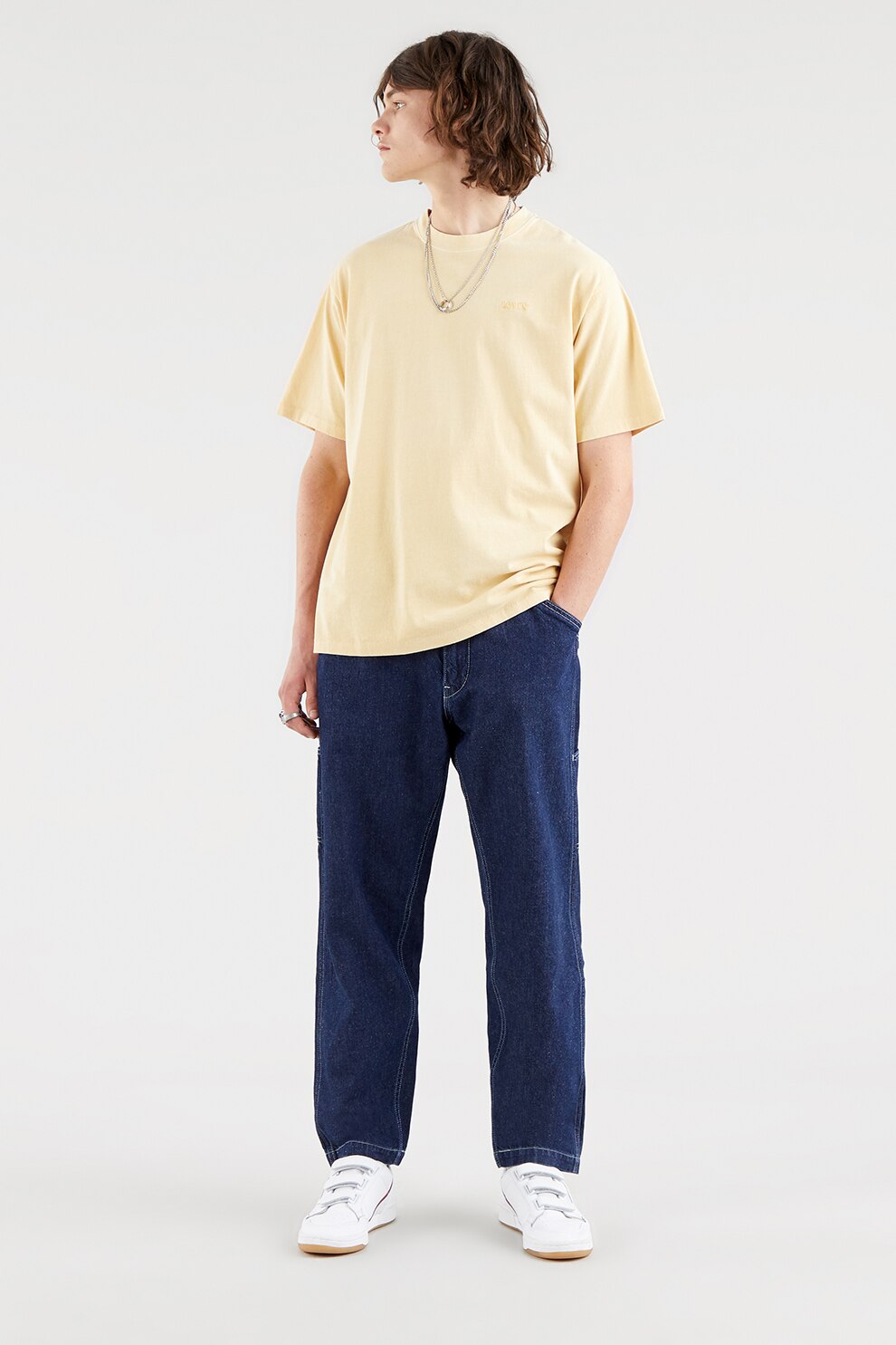 Levi's, Tricou cu decolteu la baza gatului, galben pal