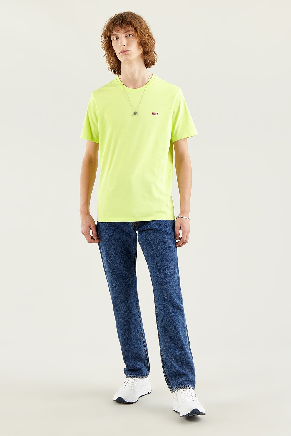 Levi's, Tricou cu decolteu la baza gatului si logo, Galben sofran