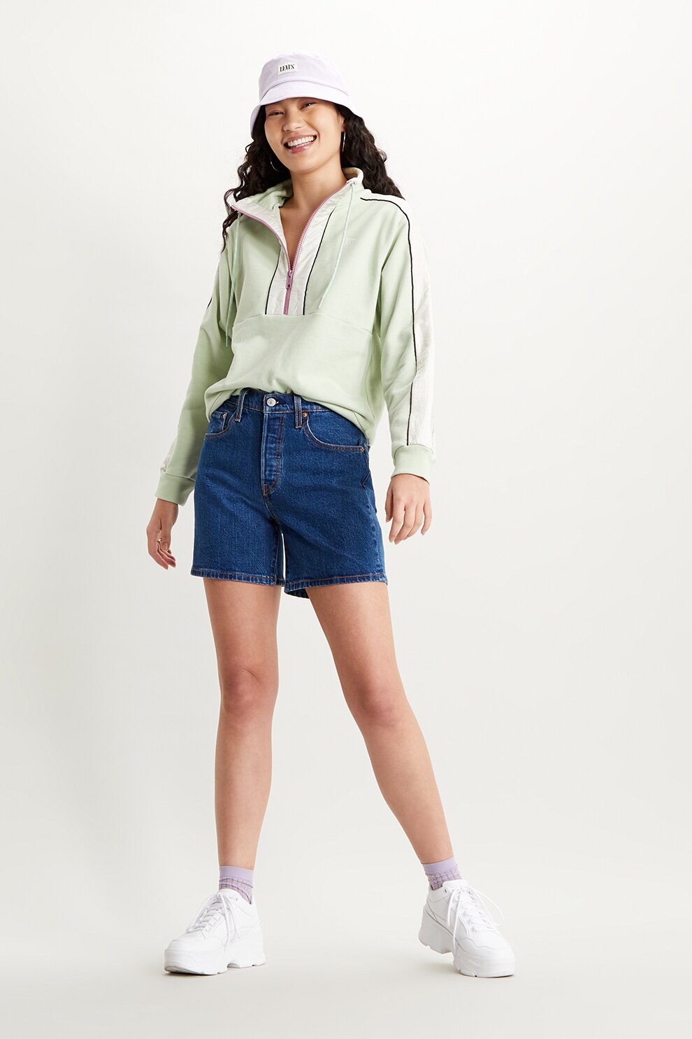 Levi's, Pantaloni scurti din denim 501®, Albastru inchis