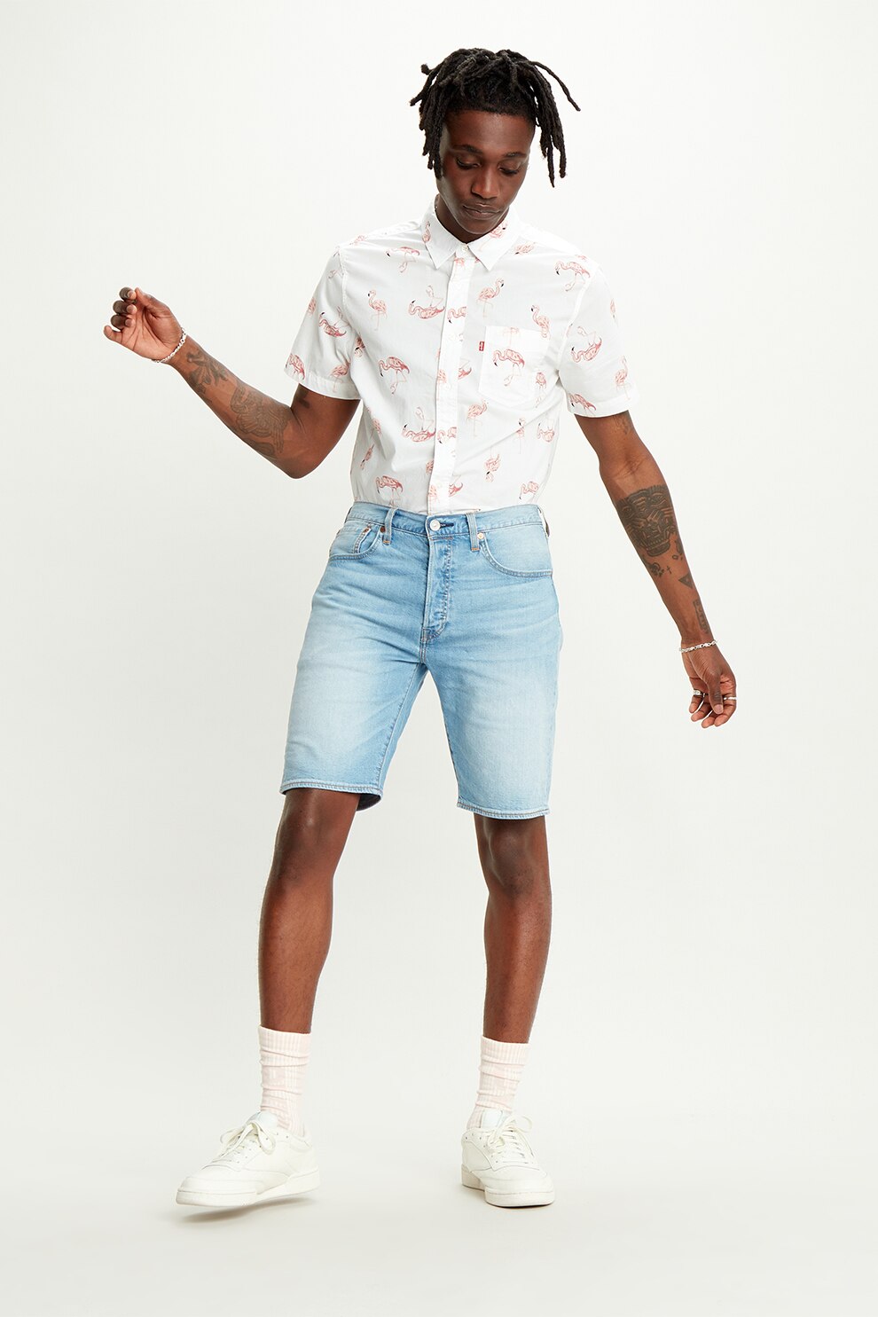 Levi's, Bermude din denim cu croiala dreapta 501®, Bleu/Albastru