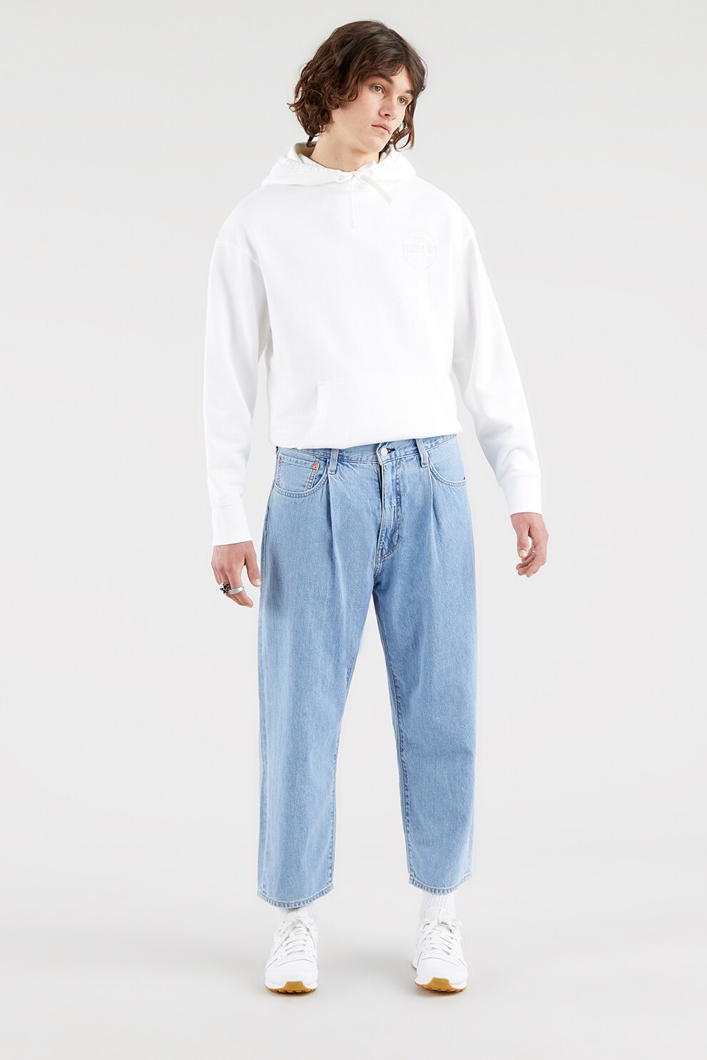 Levi's, Blugi crop relaxed fit, Albastru deschis