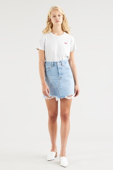 Levi's, Fusta mini din denim, Bleu/Alb prafuit Levi's, Fusta mini din denim, Bleu/Alb prafuit