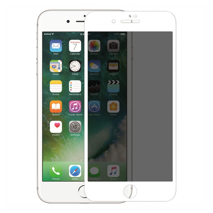 Adatvédelmi fólia iPhone 8 Plus készülékhez – Edzett üveg, AntiSpy 6D, Full Glue – iShield® – Fehér