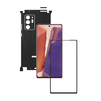 Folie Protectie Carbon Skinz pentru Samsung Galaxy Note 20 Ultra - Brushed Negru 360 Cut, Skin Adeziv Full Body Cover pentru Rama Ecran, Carcasa Spate si Laterale