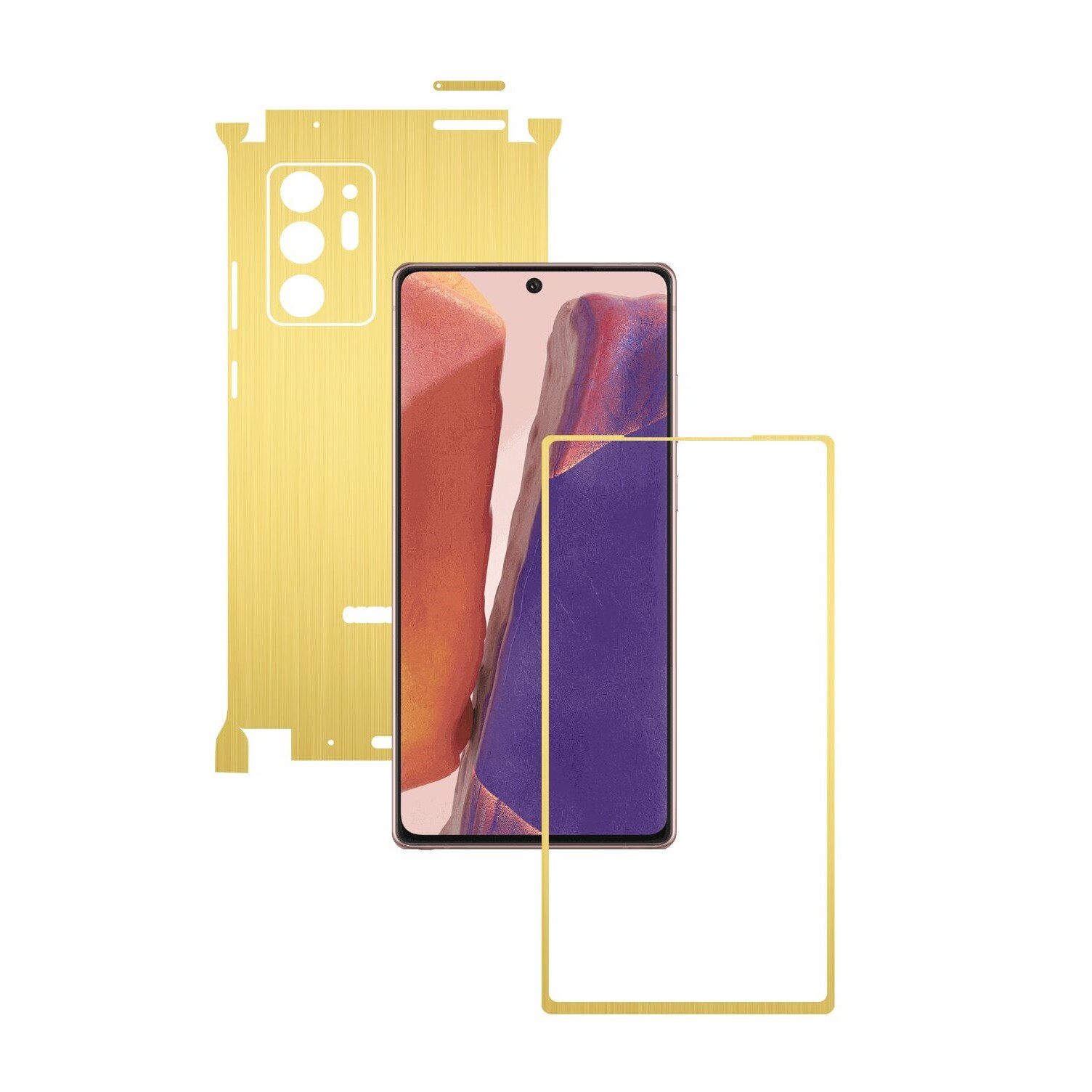 Folie Protectie Carbon Skinz pentru Samsung Galaxy Note 20 Ultra - Brushed Auriu 360 Cut, Skin Adeziv Full Body Cover pentru Rama Ecran, Carcasa Spate si Laterale