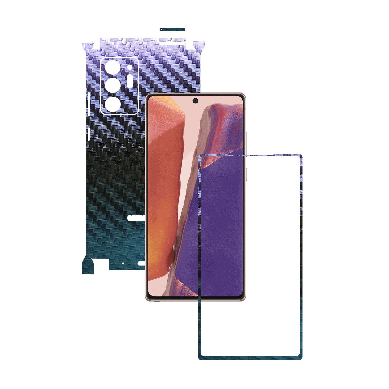 Folie Protectie Carbon Skinz pentru Samsung Galaxy Note 20 Ultra - Carbon Cameleon 360 Cut, Skin Adeziv Full Body Cover pentru Rama Ecran, Carcasa Spate si Laterale