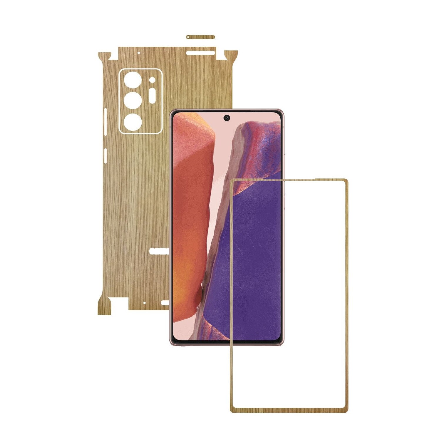 Folie Protectie Carbon Skinz pentru Samsung Galaxy Note 20 Ultra - Lemn Stejar 360 Cut, Skin Adeziv Full Body Cover pentru Rama Ecran, Carcasa Spate si Laterale