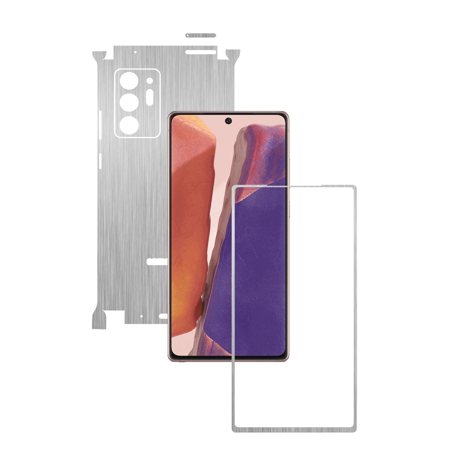 Folie Protectie Carbon Skinz pentru Samsung Galaxy Note 20 Ultra - Brushed Argintiu 360 Cut, Skin Adeziv Full Body Cover pentru Rama Ecran, Carcasa Spate si Laterale