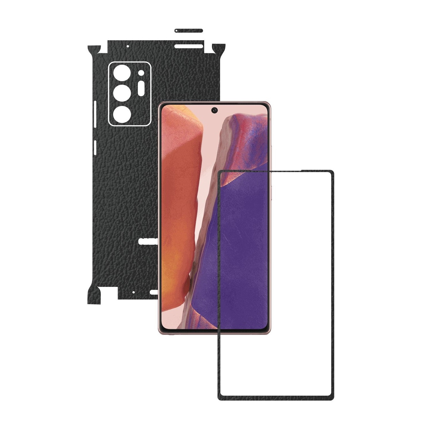 Folie Protectie Carbon Skinz pentru Samsung Galaxy Note 20 Ultra - Piele Neagra 360 Cut, Skin Adeziv Full Body Cover pentru Rama Ecran, Carcasa Spate si Laterale