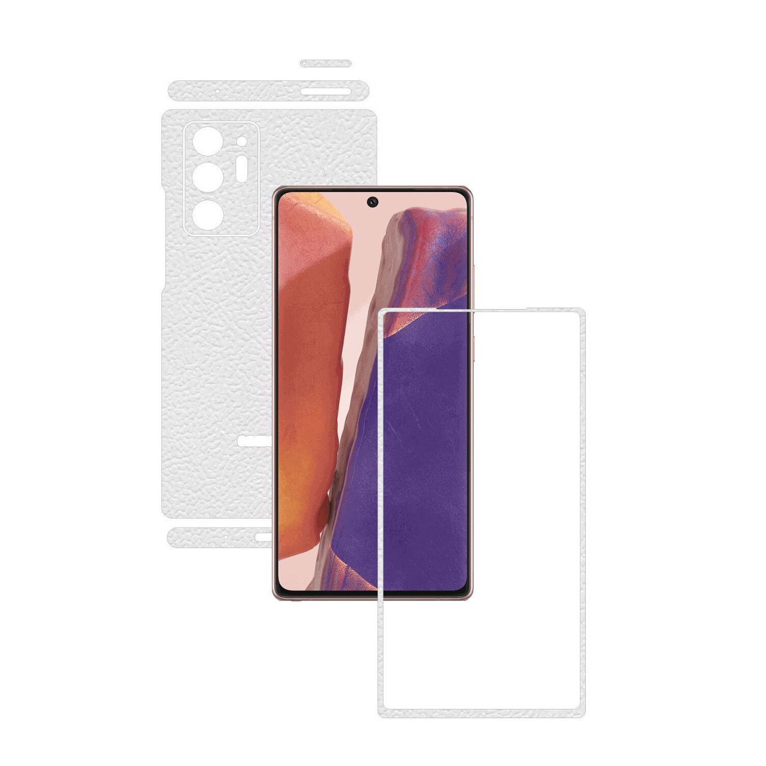 Folie Protectie Carbon Skinz pentru Samsung Galaxy Note 20 Ultra - Piele Alba Split Cut, Skin Adeziv Full Body Cover pentru Rama Ecran, Carcasa Spate si Laterale