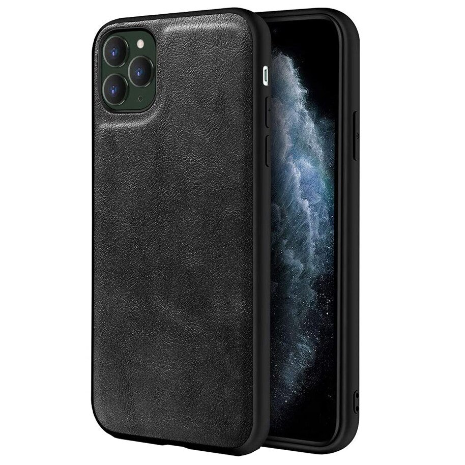 Husa protectie pentru iPhone 11, Ultra Slim, din piele, Negru, Joyshell