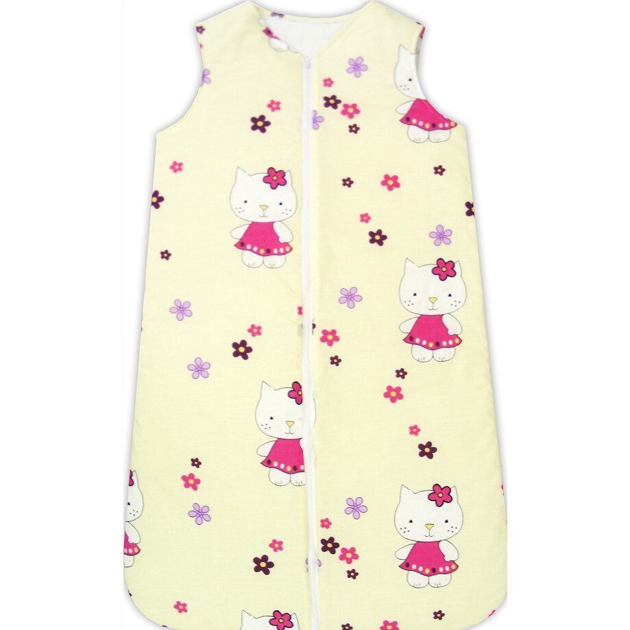 Sac de dormit iarna Pisicuta cu floricele crem Diblidu 74 cm