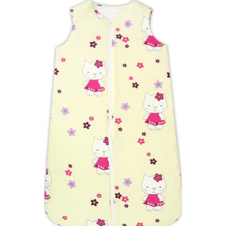 Sac de dormit iarna Pisicuta cu floricele crem 94 cm