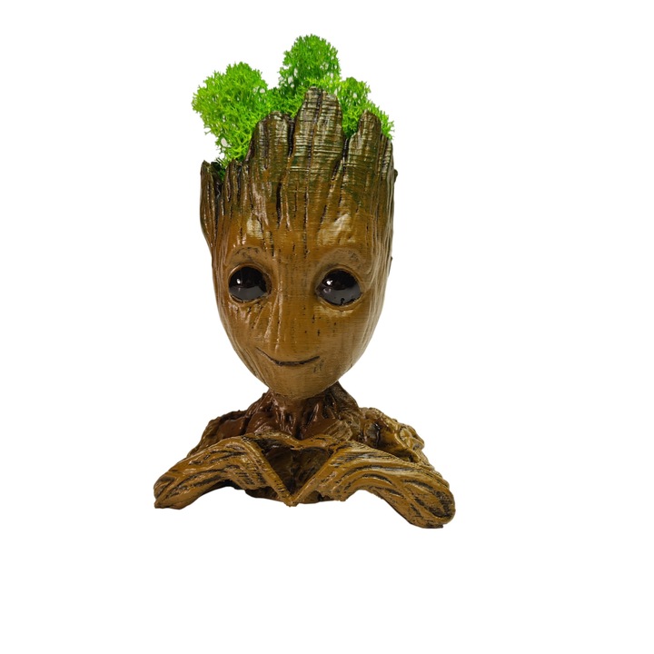 Ръчно рисувана фигурка Baby Groot Love, многоцветна, със стабилизирани лишеи, височина 13 см