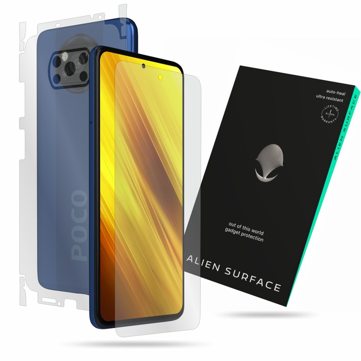 Alien Surface, Xiaomi Poco X3 NFC, képernyővédő fólia, hátsó, oldal