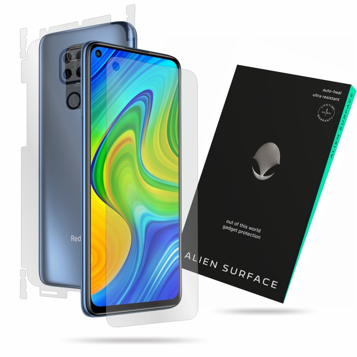 Folie protectie, compatibil cu Xiaomi Redmi Note 9, ecran, spate, laterale, Alien Surface