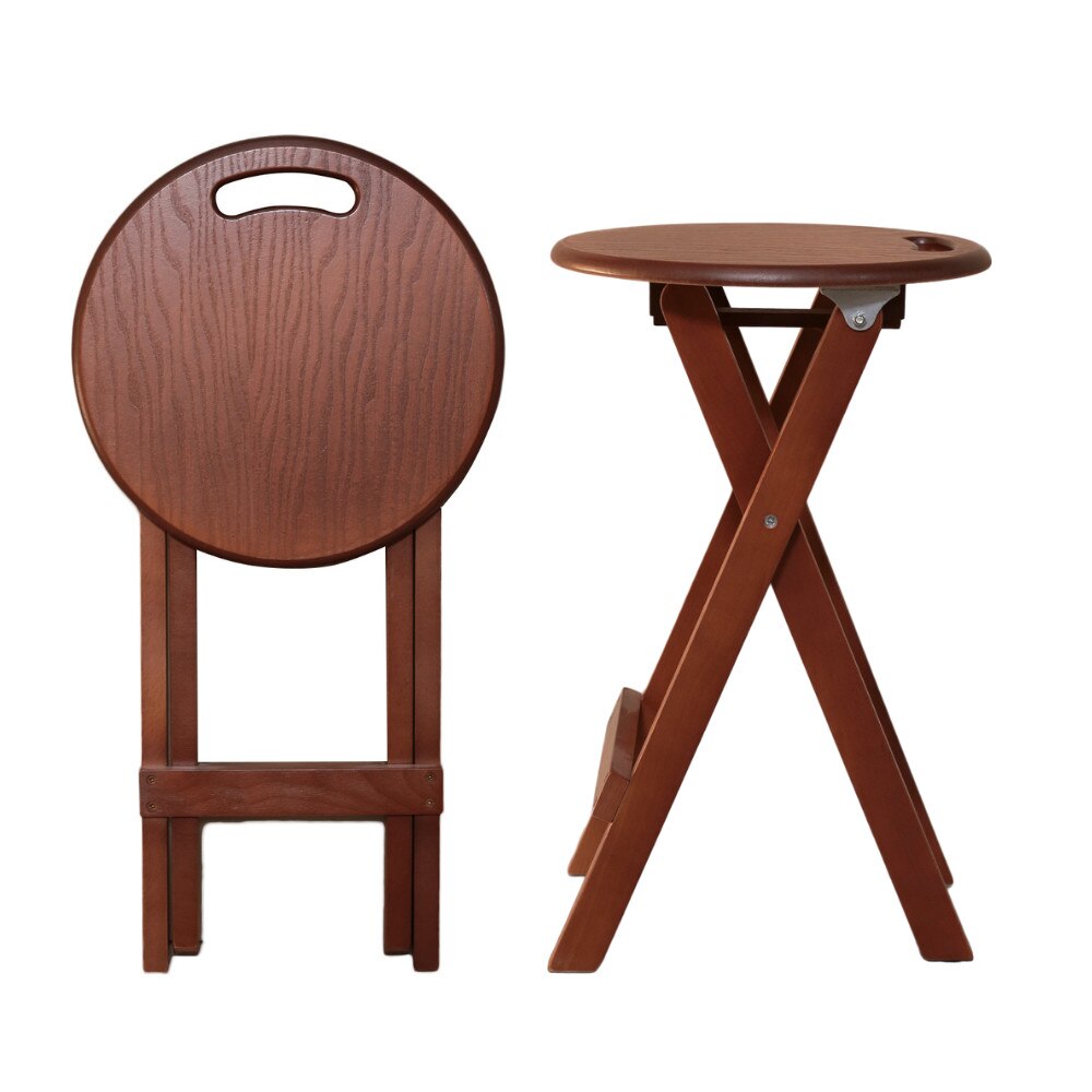 Set 2 scaune pliabile de tip taburet din lemn de fag Moderna Smart L, cires