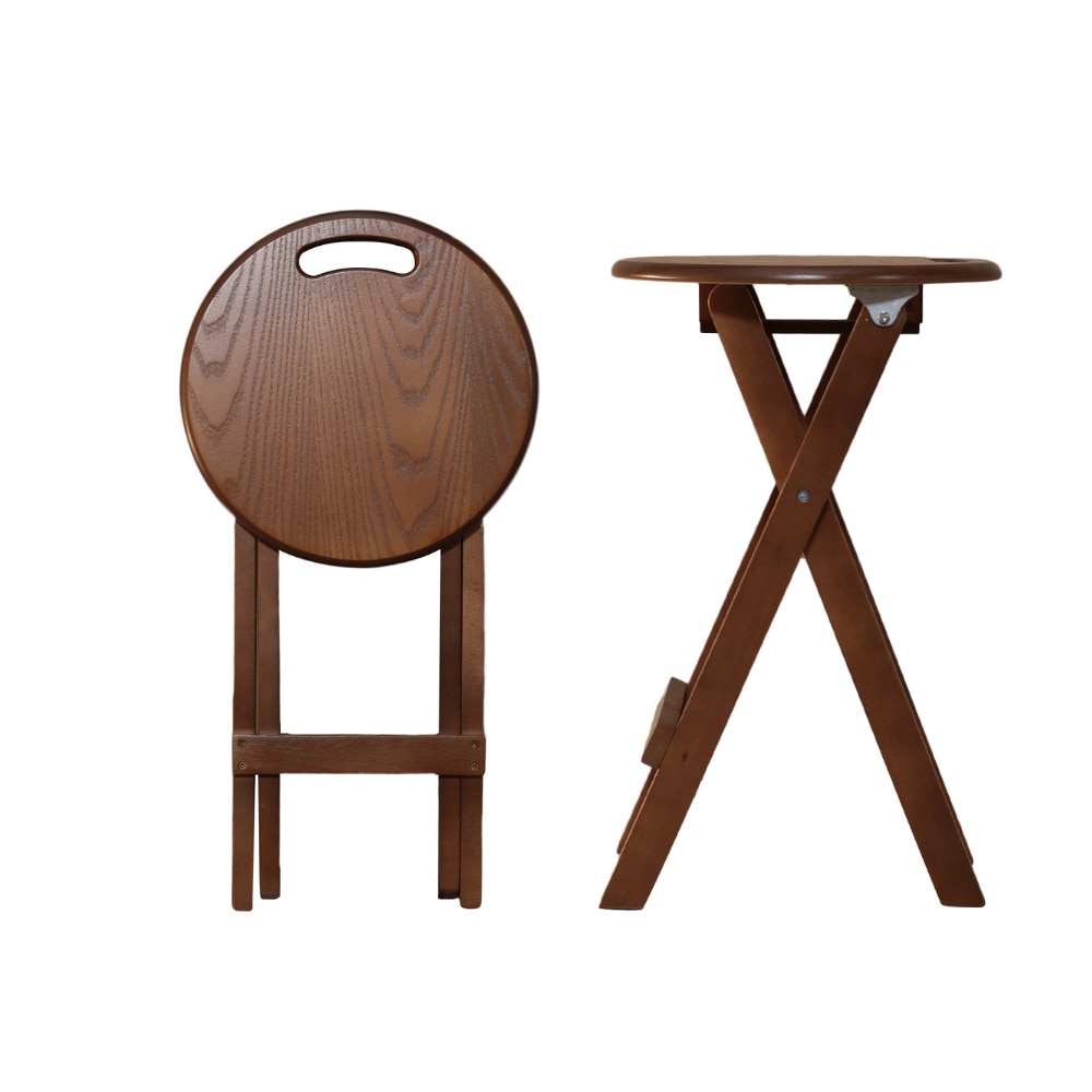 Set 2 scaune pliabile de tip taburet din lemn de fag Moderna Smart L, nuc