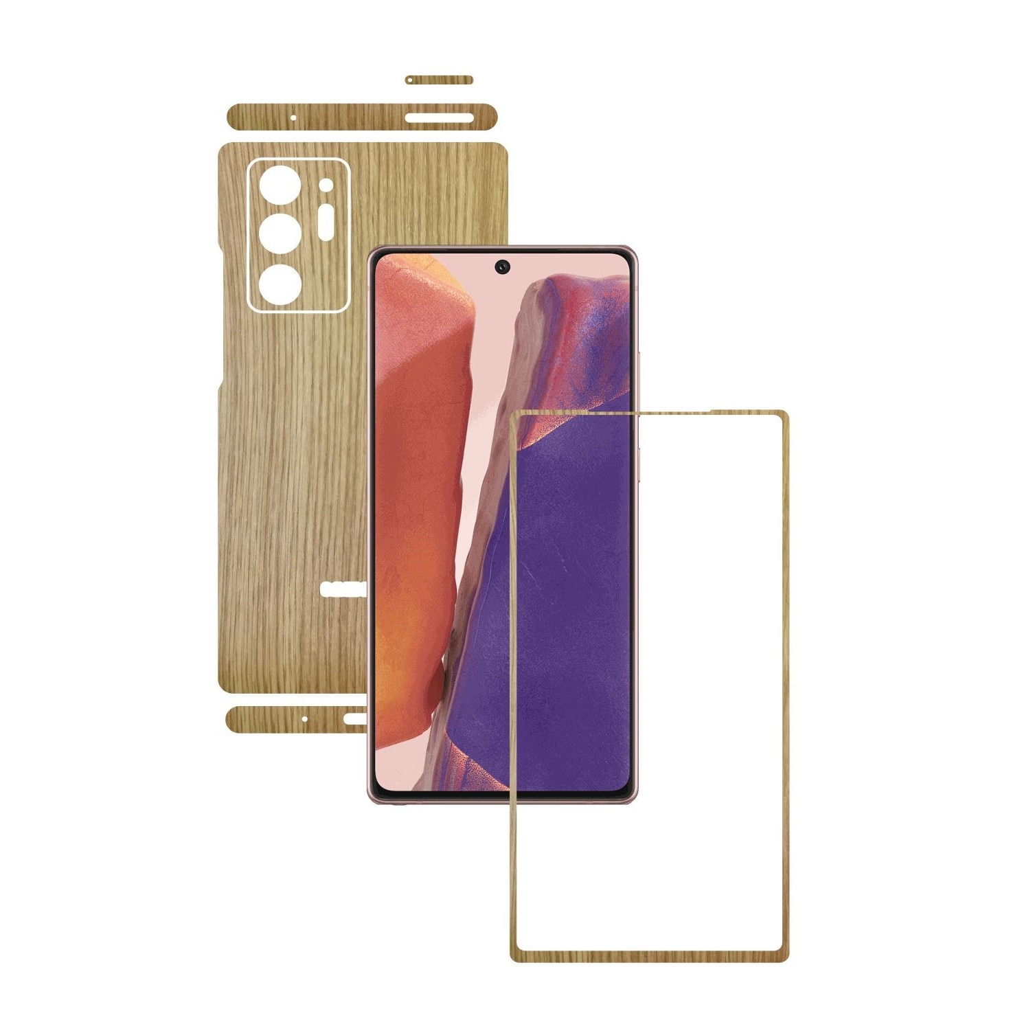 Folie Protectie Carbon Skinz pentru Samsung Galaxy Note 20 Ultra - Lemn Stejar Split Cut, Skin Adeziv Full Body Cover pentru Rama Ecran, Carcasa Spate si Laterale