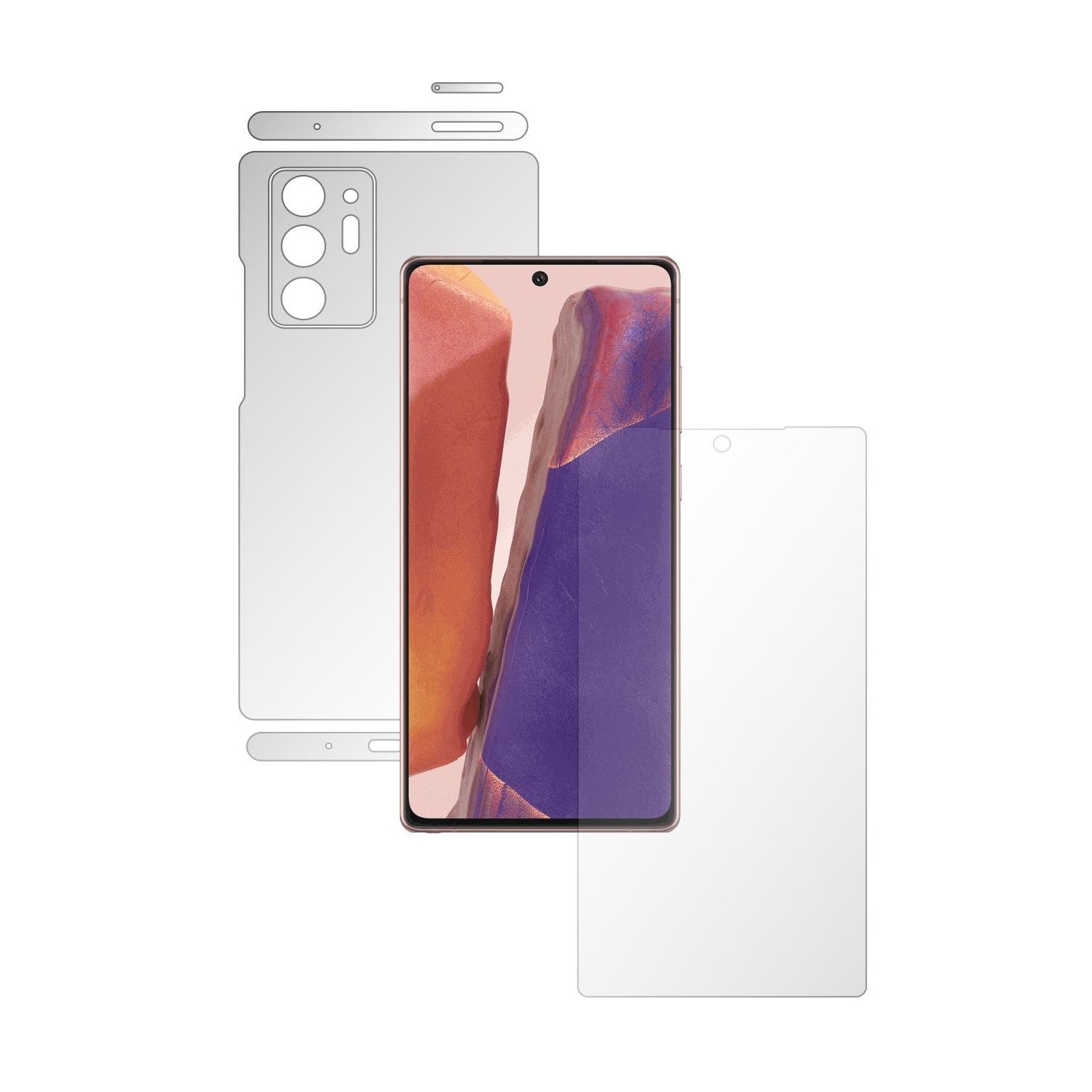 Folie Full Body Invisible Skinz HD pentru Samsung Galaxy Note 20 Ultra - Protectie Siliconica Ultra-Clear cu taiere Split Cut pentru Ecran, Carcasa Spate si Laterale, Skin Adeziv Transparent