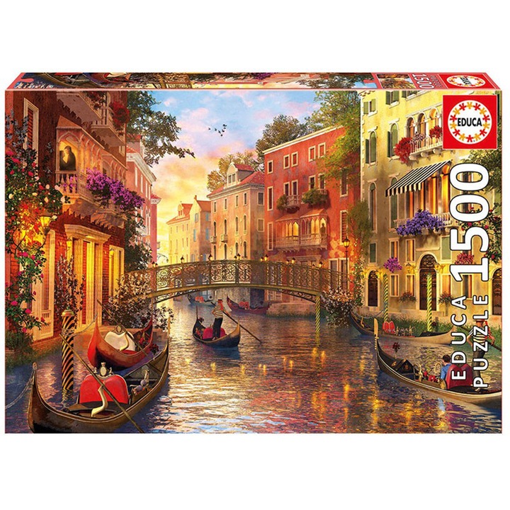 Пъзел Educa - Dominic Davison, Sunset in Venice, 1500 части